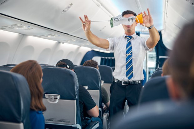  steward showing the safety rules
