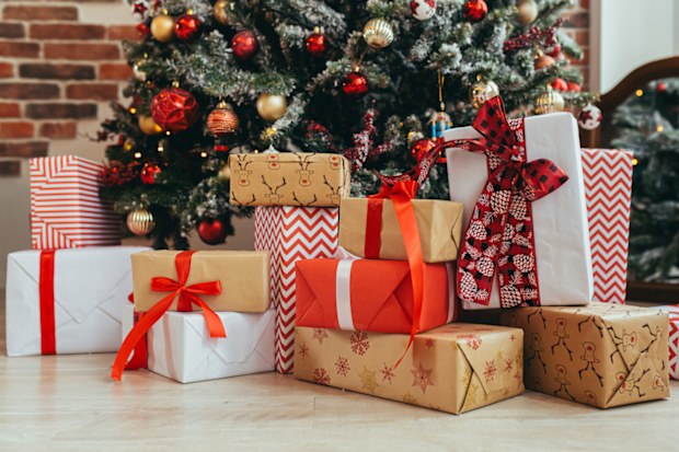 Christmas presents under a tree