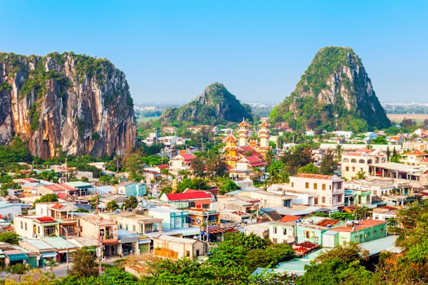 Danang marble mountains is the most important tourist destination in Da Nang city in Vietnam
