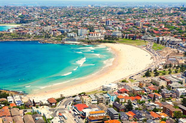 Aerial view of Bondi beach in Sydney