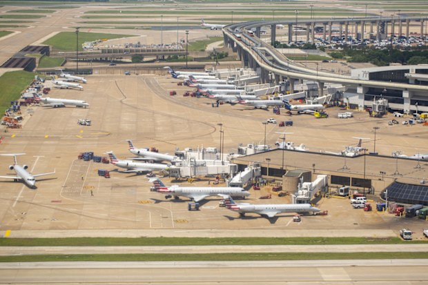 Aerial view of Terminal E at Dallas/Fort Worth International Airport in May 2022