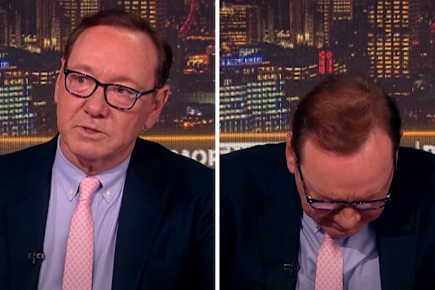 Kevin Spacey breaks down in TV interview.