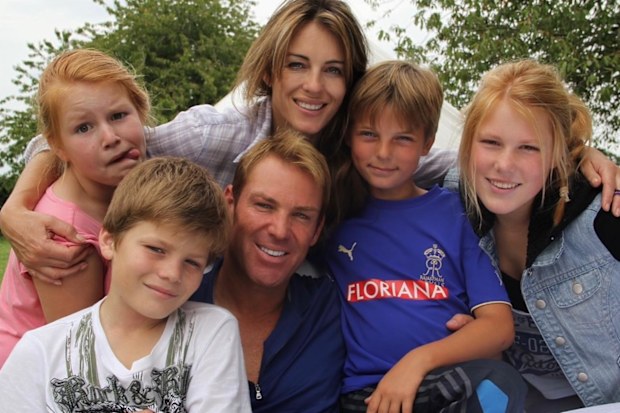 Liz Hurley, Shane Warne and their children