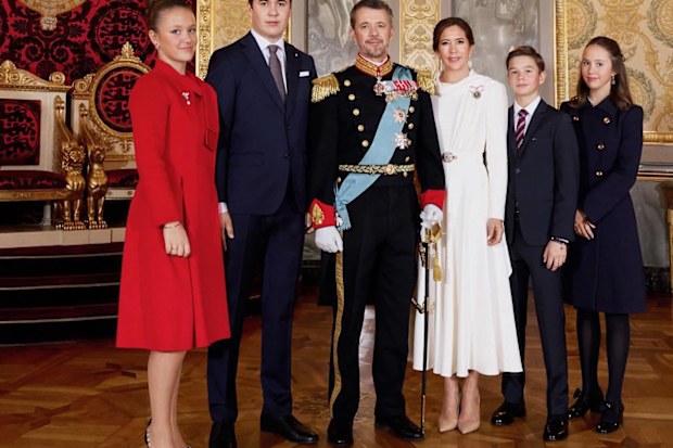 King Frederik and Queen Mary of Denmark, Crown Prince Christian  Princess Isabella, Prince Vincent,  Princess Josephine official portrait
