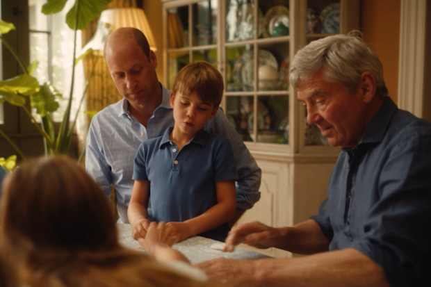 Prince George, Prince William, Prince Louis and Michael Middleton playing cards