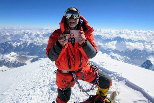 US climber Alan Arnette on the summit of K2.