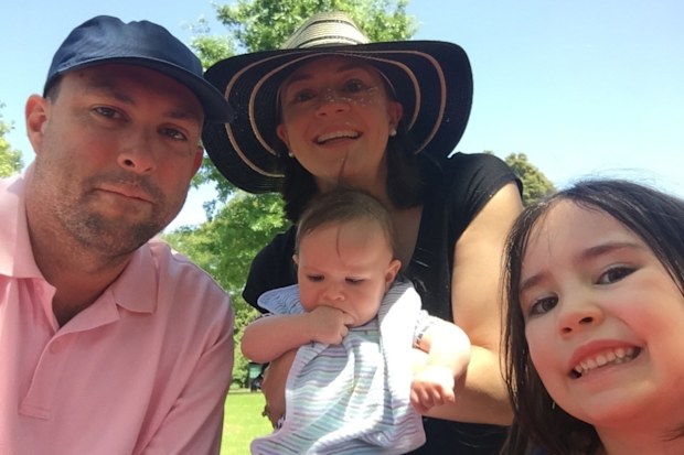 Cath Rushbrooke with Paul and their children before he passed.