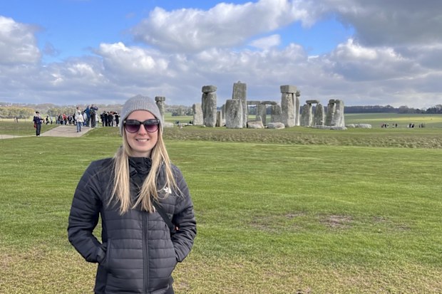 Teagan Devitt at Stonehenge in the UK.