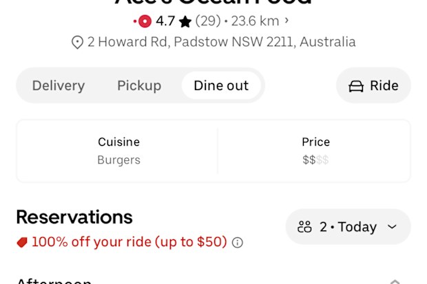 uber restaurant bookings
