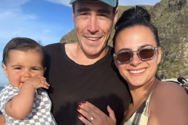 The moment AFL star Jeremy Cameron proposes to partner Indiana Putra