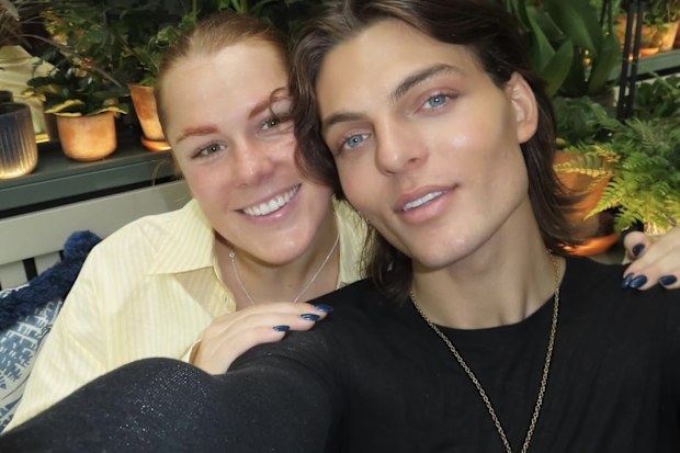 Damian Hurley and Brooke Warne
