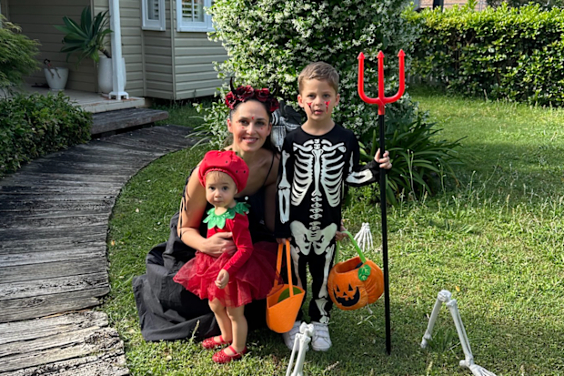Zoe Marshall celebrating Halloween with her children