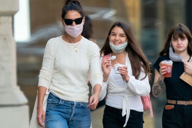 Katie Holmes and Suri Cruise are seen on September 08, 2020 in New York City