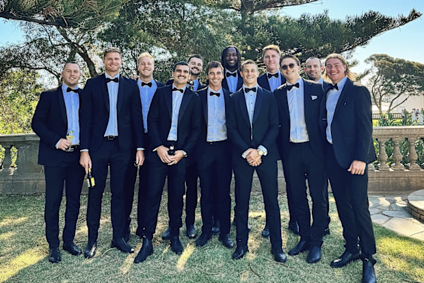Eagles players at former teammate Tom Barrass' wedding.