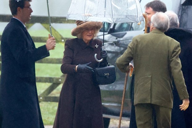 queen camilla wears brooch from late queen elizabeth's collection