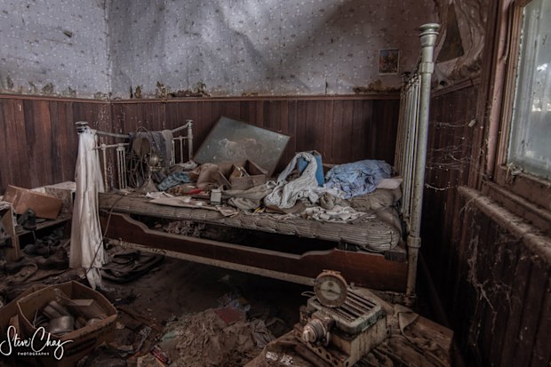 One of the bedrooms in the old farmhouse.