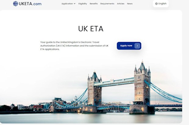 a scam website for the UK eta