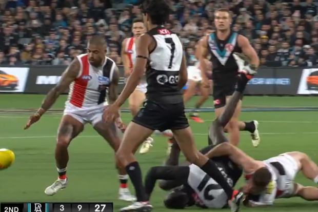 Higgins has come under fire for this sling tackle.