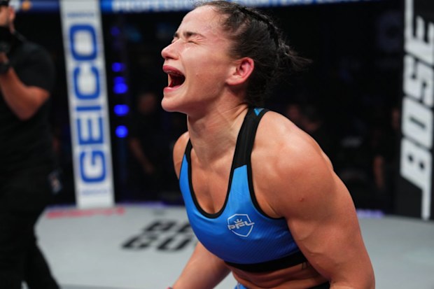 Chelsea Hackett after beating Ky Bennett at PFL 2023.