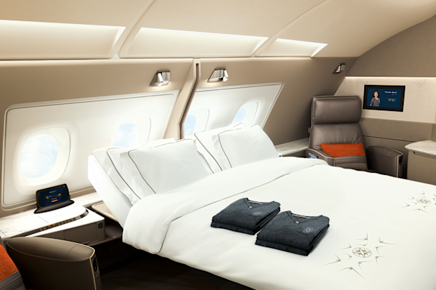There's an option to convert some of Singapore Airlines' new first class suites to a double suite with a double bed.