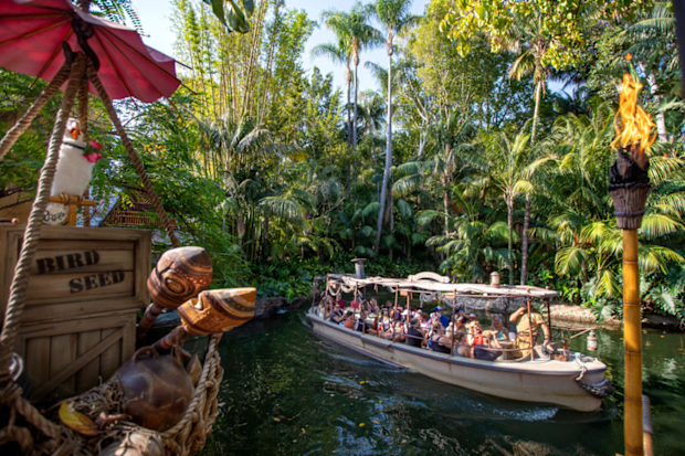 Passengers ride the Jungle Cruise ride at Adventureland, Disneyland in Anaheim, CA, on Friday, July 9, 2021