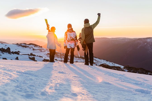 Snow boarders on a mountain at Thredbo