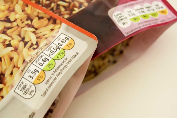 Rice packet food label
