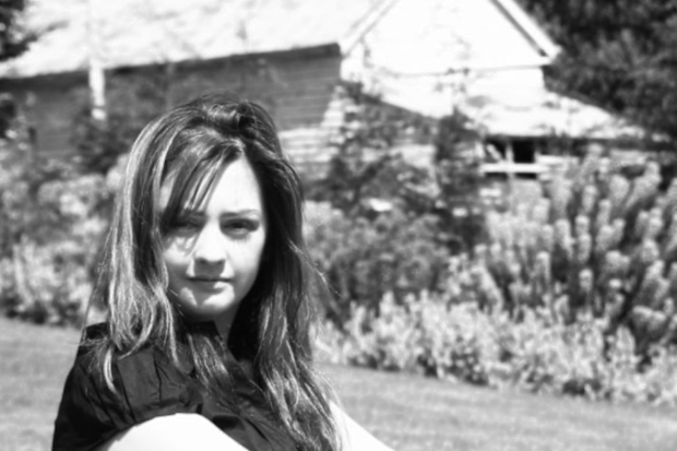 black and white photo of woman