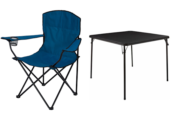Marquee Black Folding Card Table, Camp Chair
