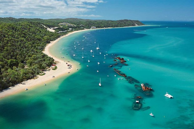 Tangalooma wrecks from above