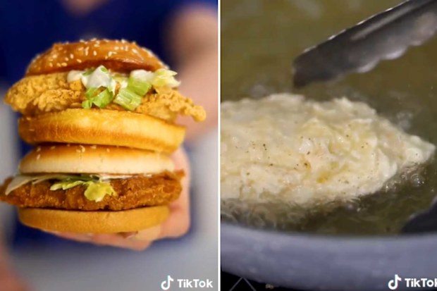 Homemade McChicken next to McDonald's McChicken