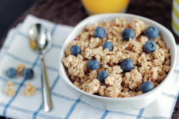 Stock photo of cereal with blueberries