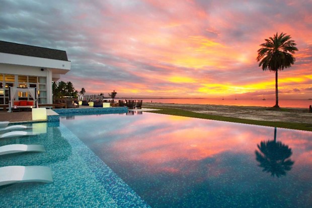 Pool at Pullman Resort & Spa Fiji, sunset