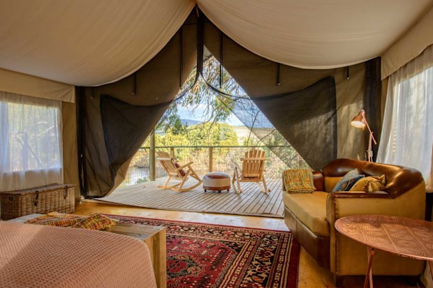 Truffle Lodge luxury glamping canvas tent interiors