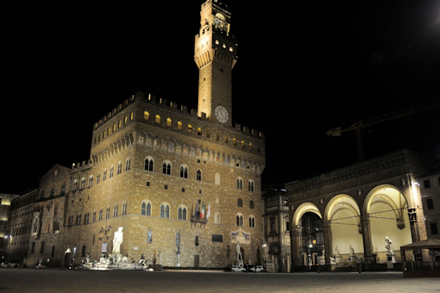 Signoria Square is seen empty on November 6, 2020 in Florence, Italy. 