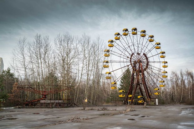 A ferris wheel lies eerily abandoned in Chernobyl
