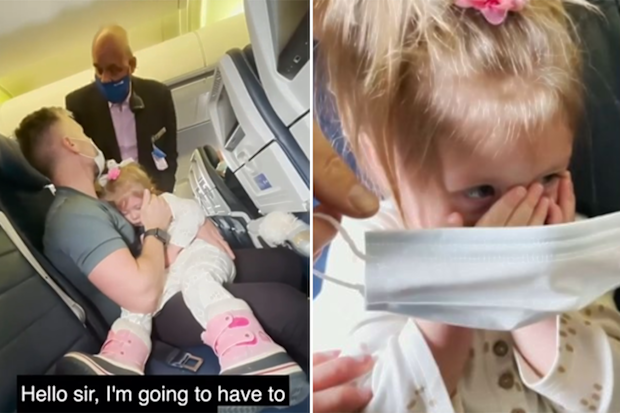 Little girl refuses to wear mask on United flight