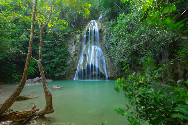 Pha Nam Yod Waterfall in tropical deep forest at Kaeng Krachan nature park.