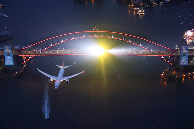 Qantas centenary flyover Sydney Harbour Bridge