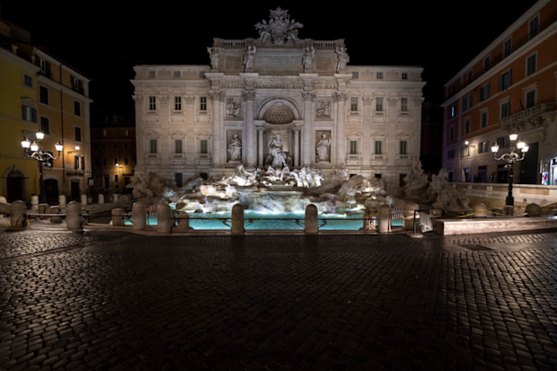 Trevi Fountain lies empty during coronavirus lockdown curfew