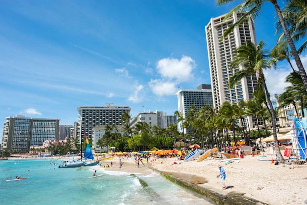 Tourists at Waikiki Beach, Honolulu