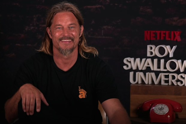 Travis Fimmel Boy Swallows Universe junket