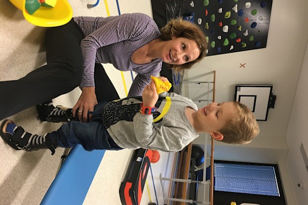 Josh Knox hospital cerebral palsy physio session
