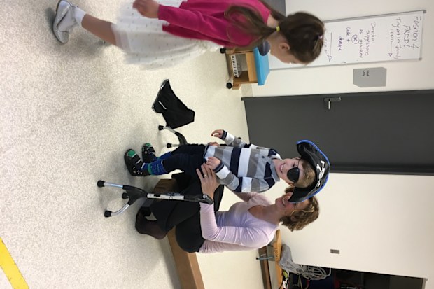 Josh Knox hospital cerebral palsy physio with walker