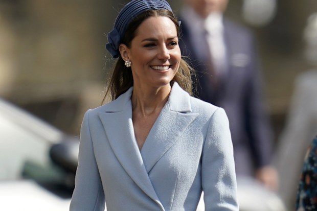 The Duchess of Cambridge attends the Easter Mattins Service at St George's Chapel at Windsor Castle in Berkshire in 2023.
