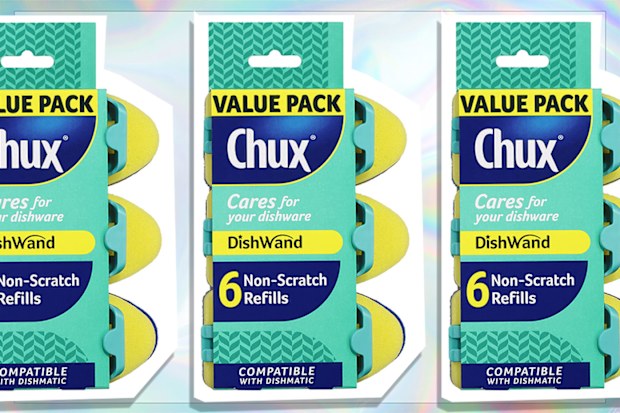 9PR: Chux Dishwand Sponge Scourer Refill, Non-Scratch, 6 pack