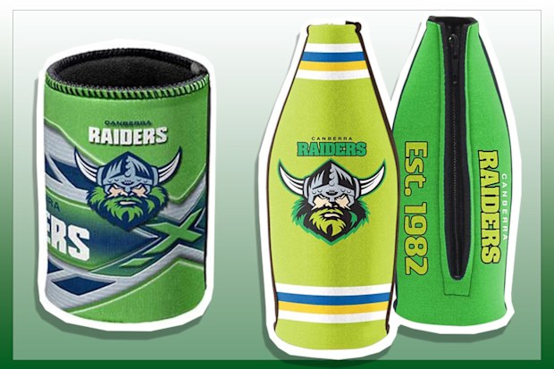 9PR: Canberra Raiders NRL Stubby Holder and Canberra Raiders Long Neck Bottle Zip Cooler