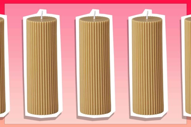 9PR: Black Blaze Wide Column Pillar Candle - Honey