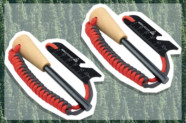 9PR: RKR OUTDOOR Ferro Rod Flint Fire Starter Kit with Handcrafted Wood Handle