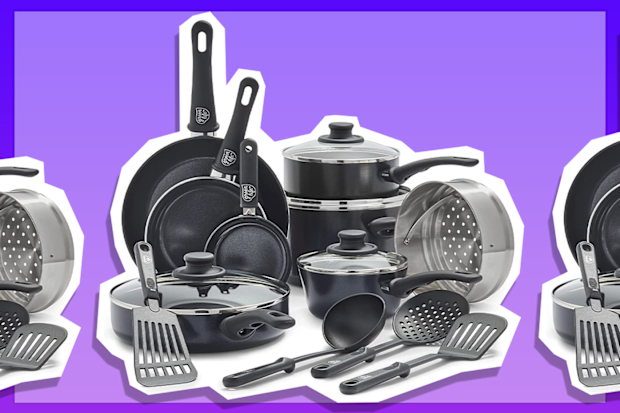 9PR: GreenLife Soft Grip Diamond Healthy Ceramic Nonstick, 16 Piece Cookware Pots and Pans Set, Black